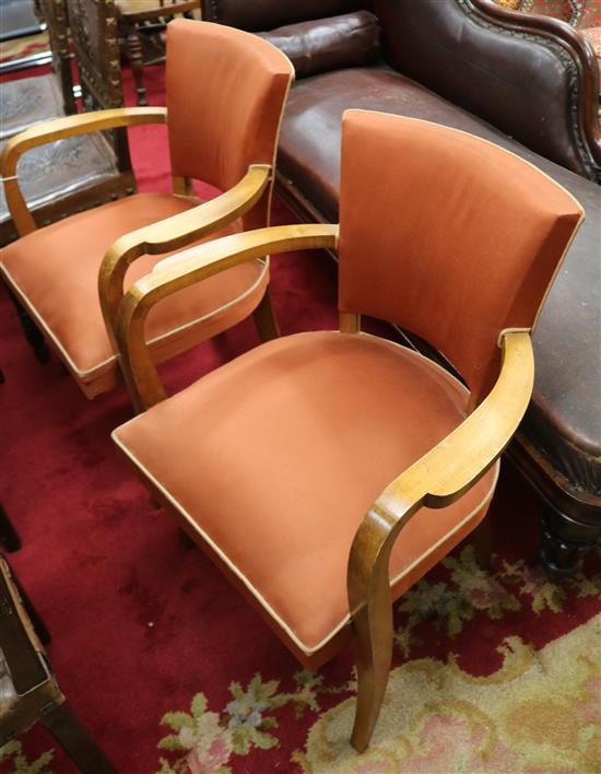 A pair of Art Deco beech elbow chairs